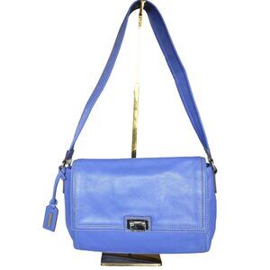 Vintage y2k Tignanello Blue Leather Rectangle Shoulder Bag Striped Interior